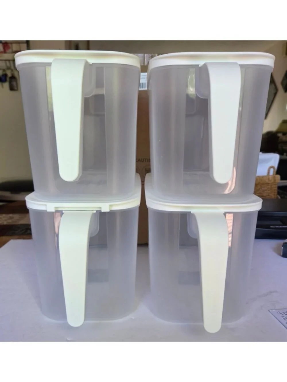 4-Pack 4.5L Plastic Storage Containers Lids Stackable Refrigerator Organizer